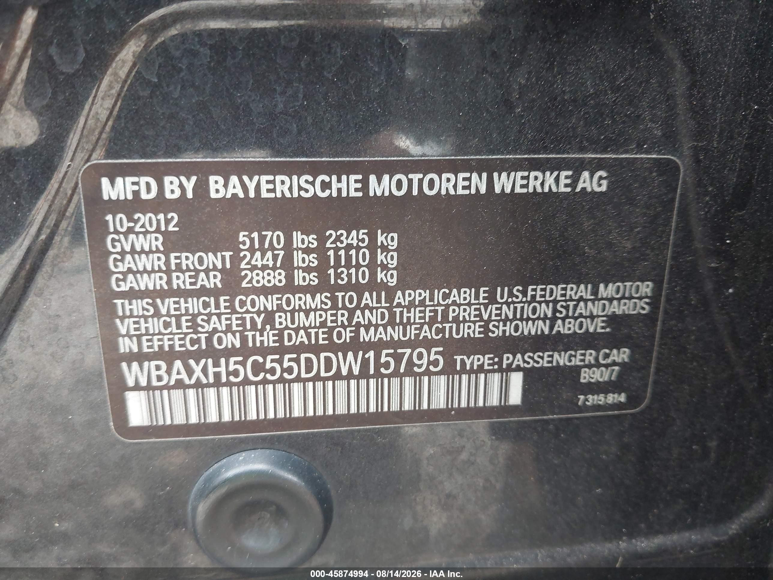 2013 Bmw 528i Xdrive Серый vin: WBAXH5C55DDW15795