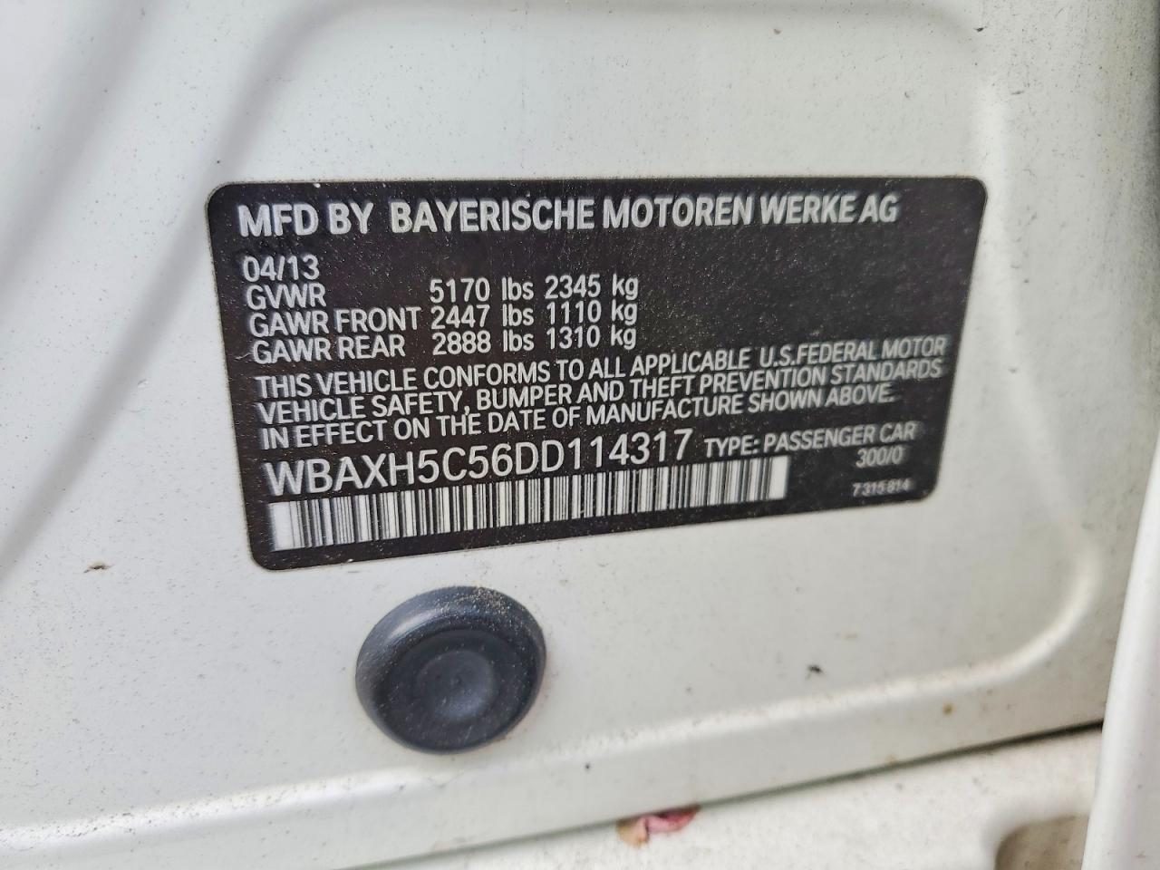 2013 Bmw 528 Xi White vin: WBAXH5C56DD114317