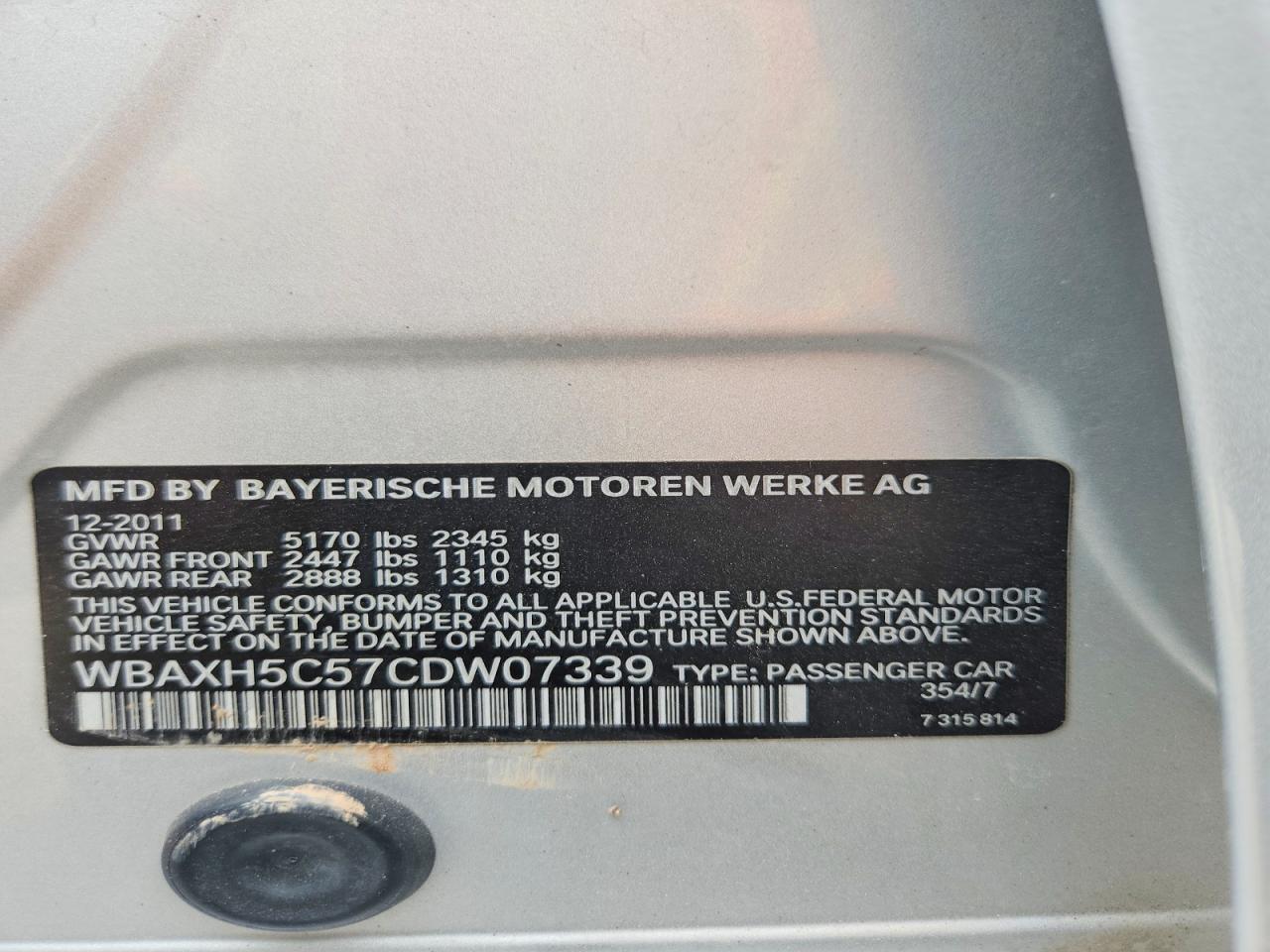 2012 Bmw 528 Xi Silver vin: WBAXH5C57CDW07339