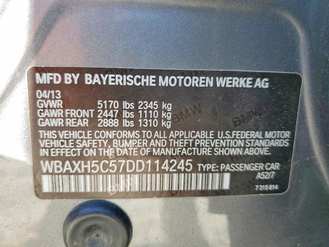 2013 Bmw 528 Xi Gray vin: WBAXH5C57DD114245