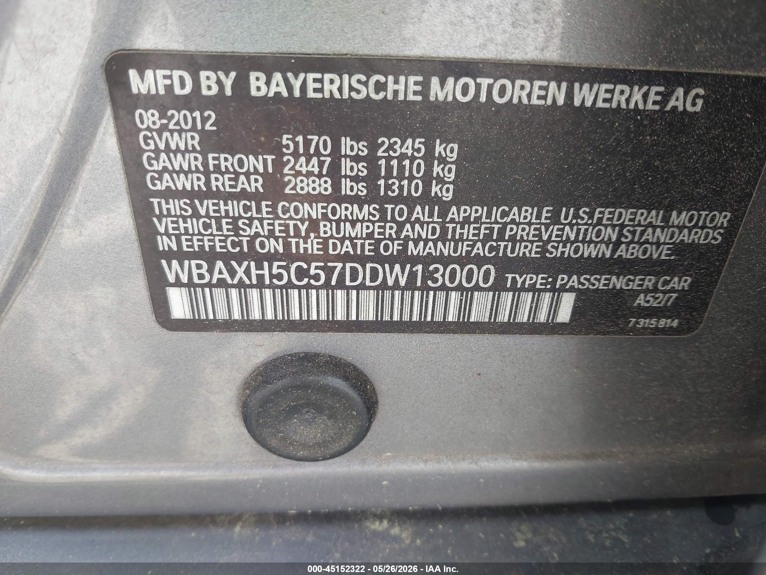 2013 Bmw 528i Xdrive Gray vin: WBAXH5C57DDW13000