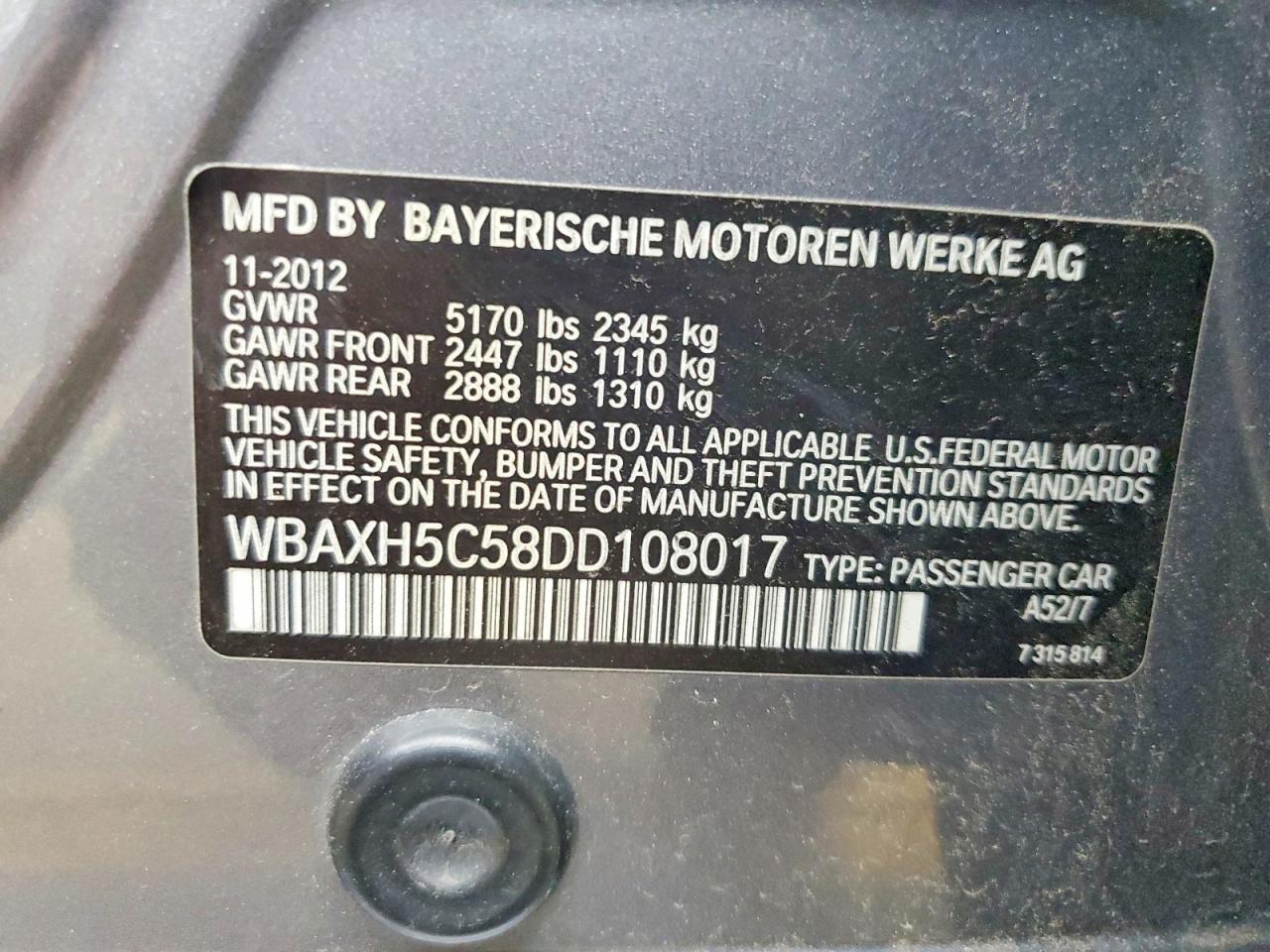 2013 Bmw 528 Xi Silver vin: WBAXH5C58DD108017