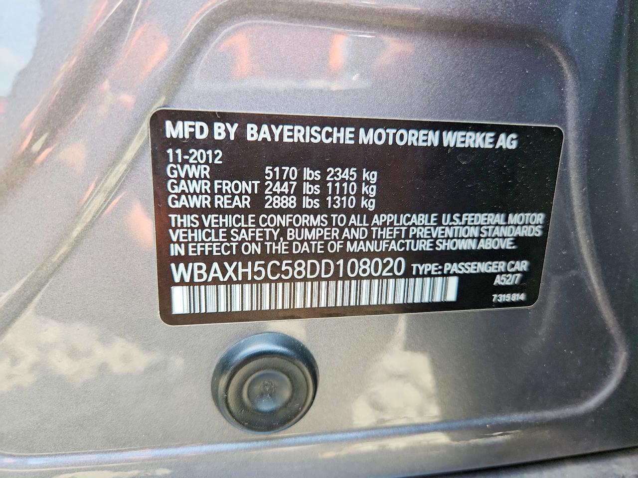 2013 Bmw 528 Xi Gray vin: WBAXH5C58DD108020