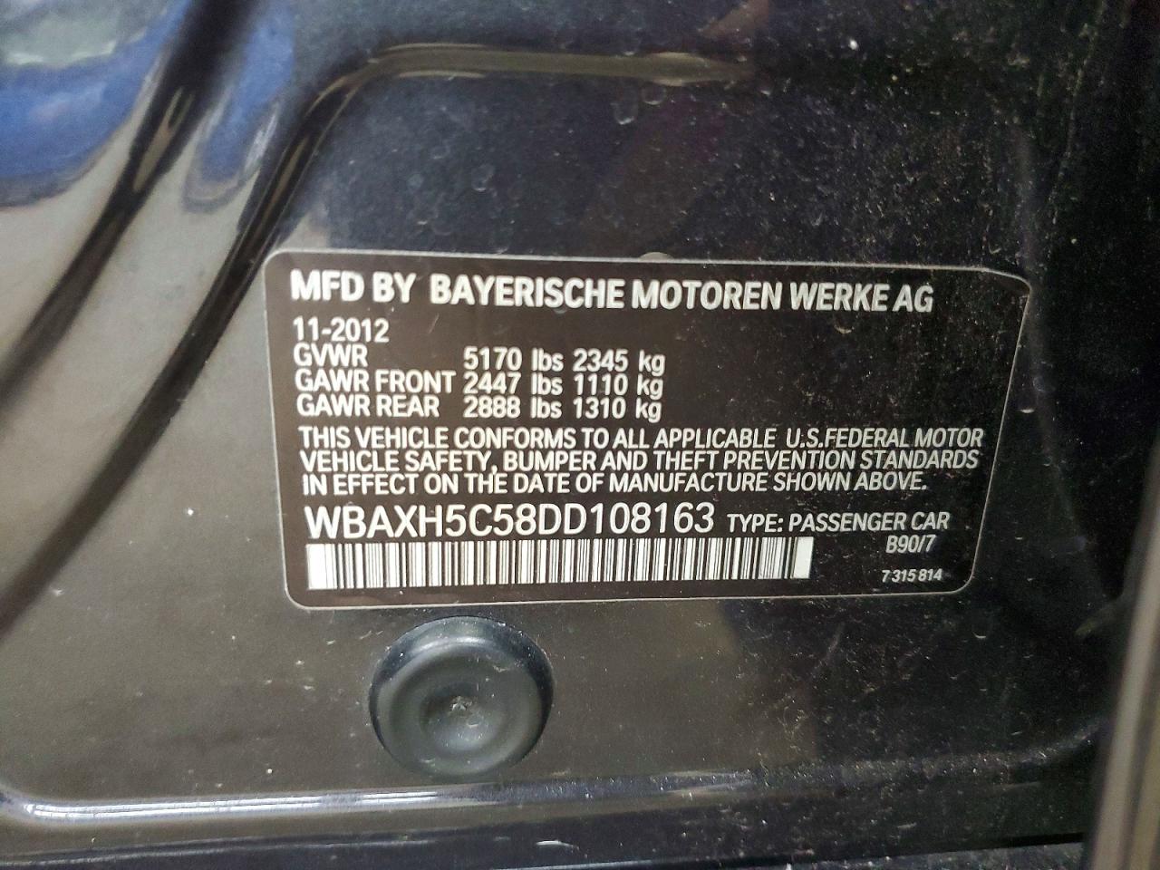 2013 Bmw 528 Xi Charcoal vin: WBAXH5C58DD108163