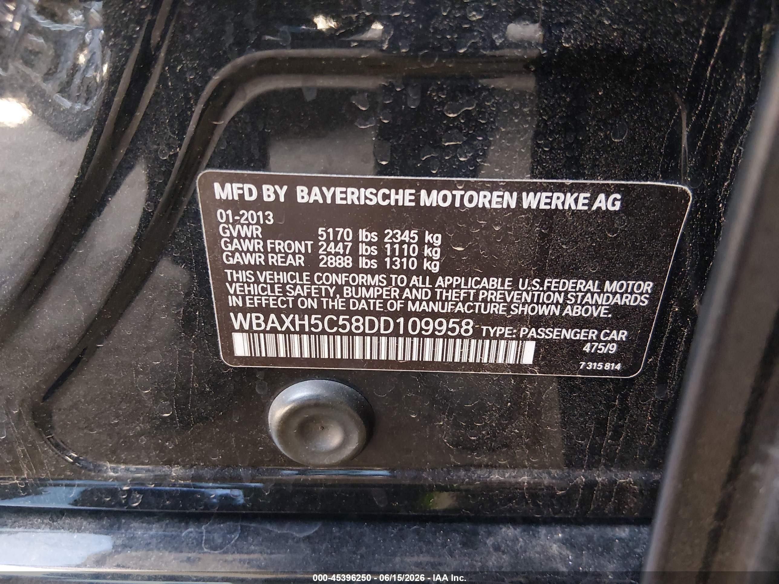 2013 Bmw 528i Xdrive Black vin: WBAXH5C58DD109958