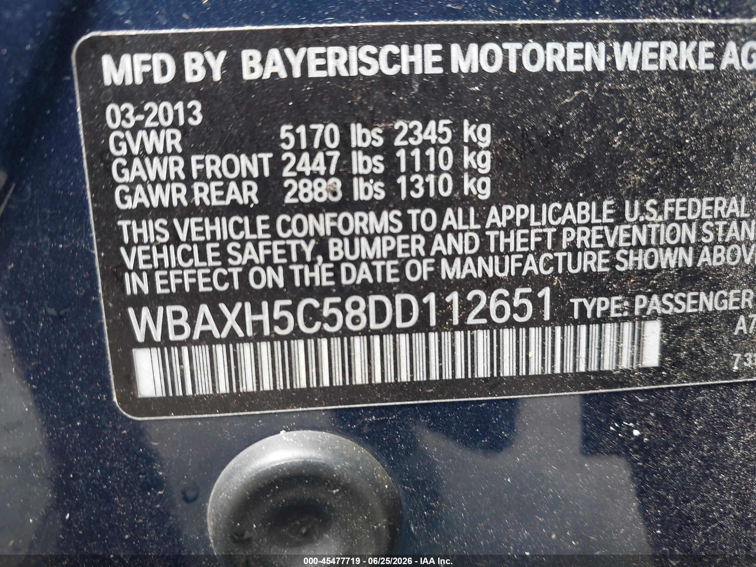 2013 Bmw 528i Xdrive Blue vin: WBAXH5C58DD112651