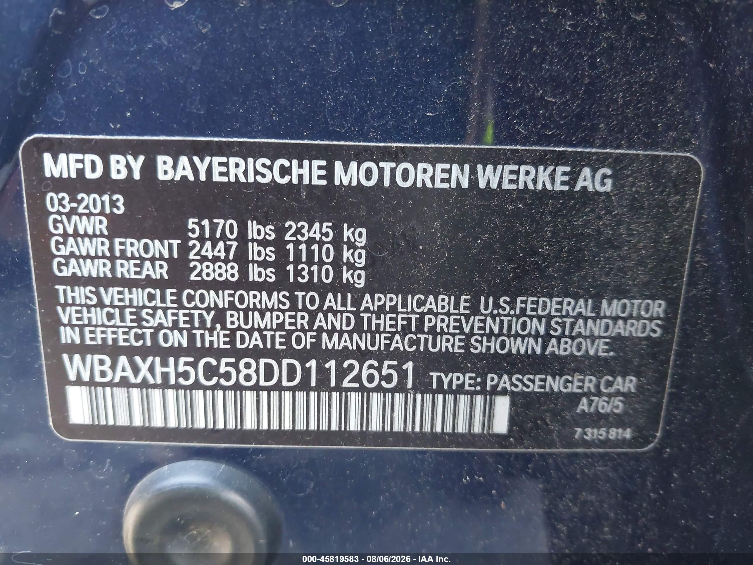 2013 Bmw 528i Xdrive Синий vin: WBAXH5C58DD112651