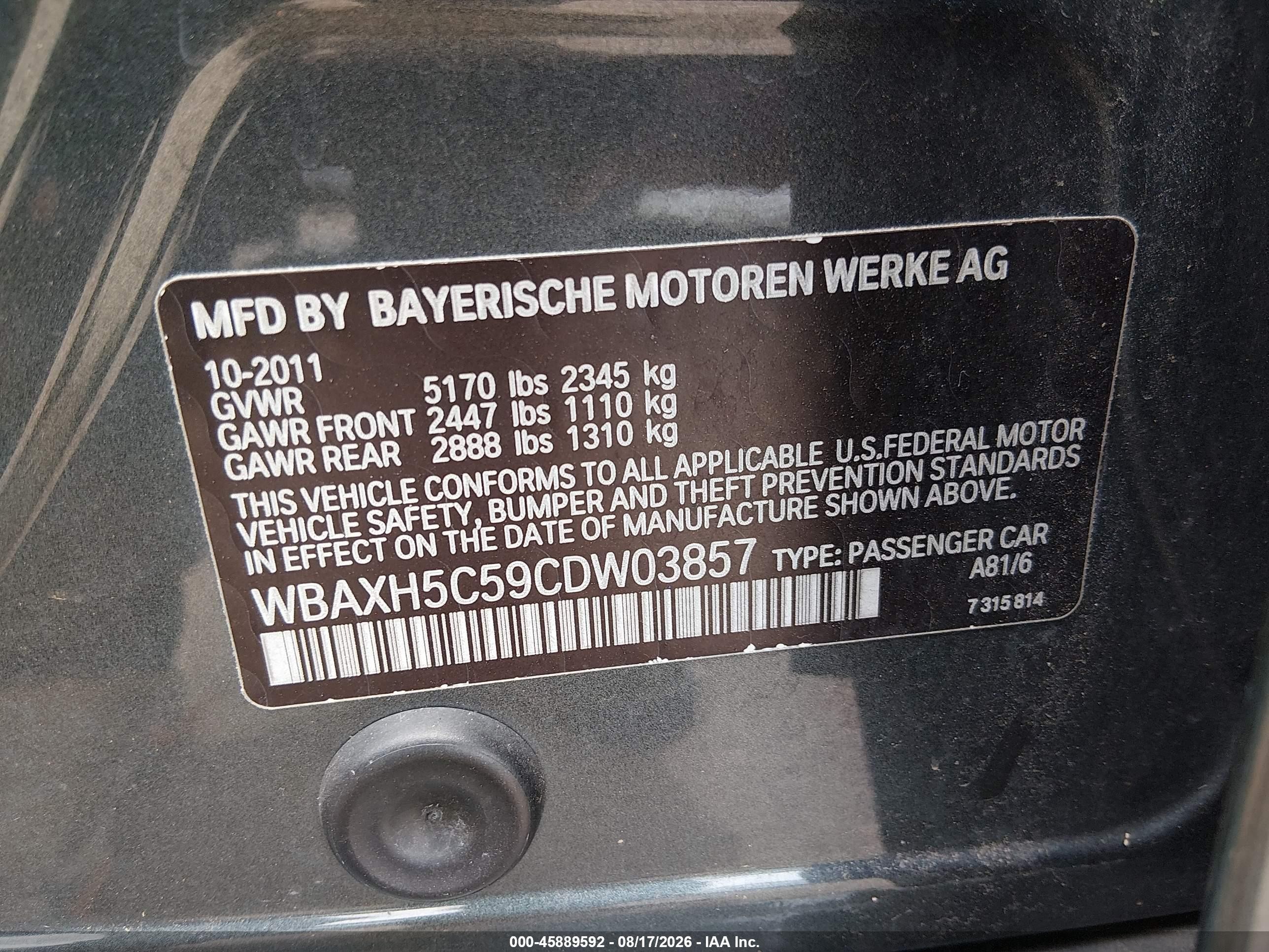 2012 Bmw 528i Xdrive Gray vin: WBAXH5C59CDW03857