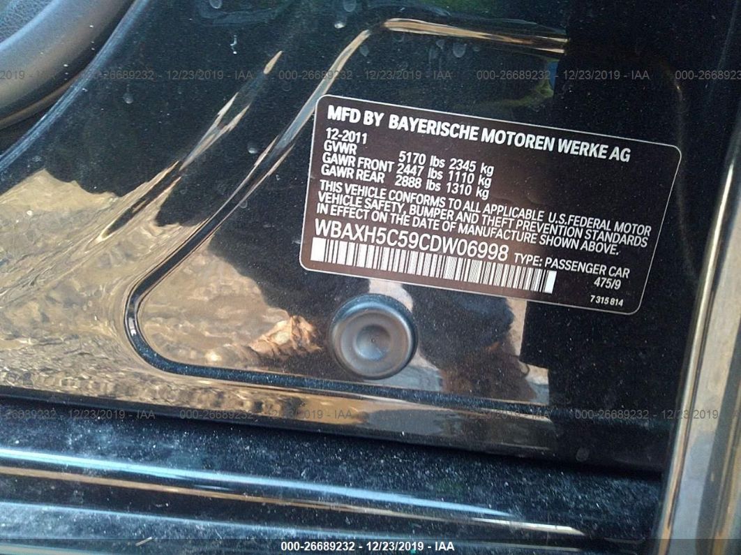2012 Bmw 528 Xi vin: WBAXH5C59CDW06998