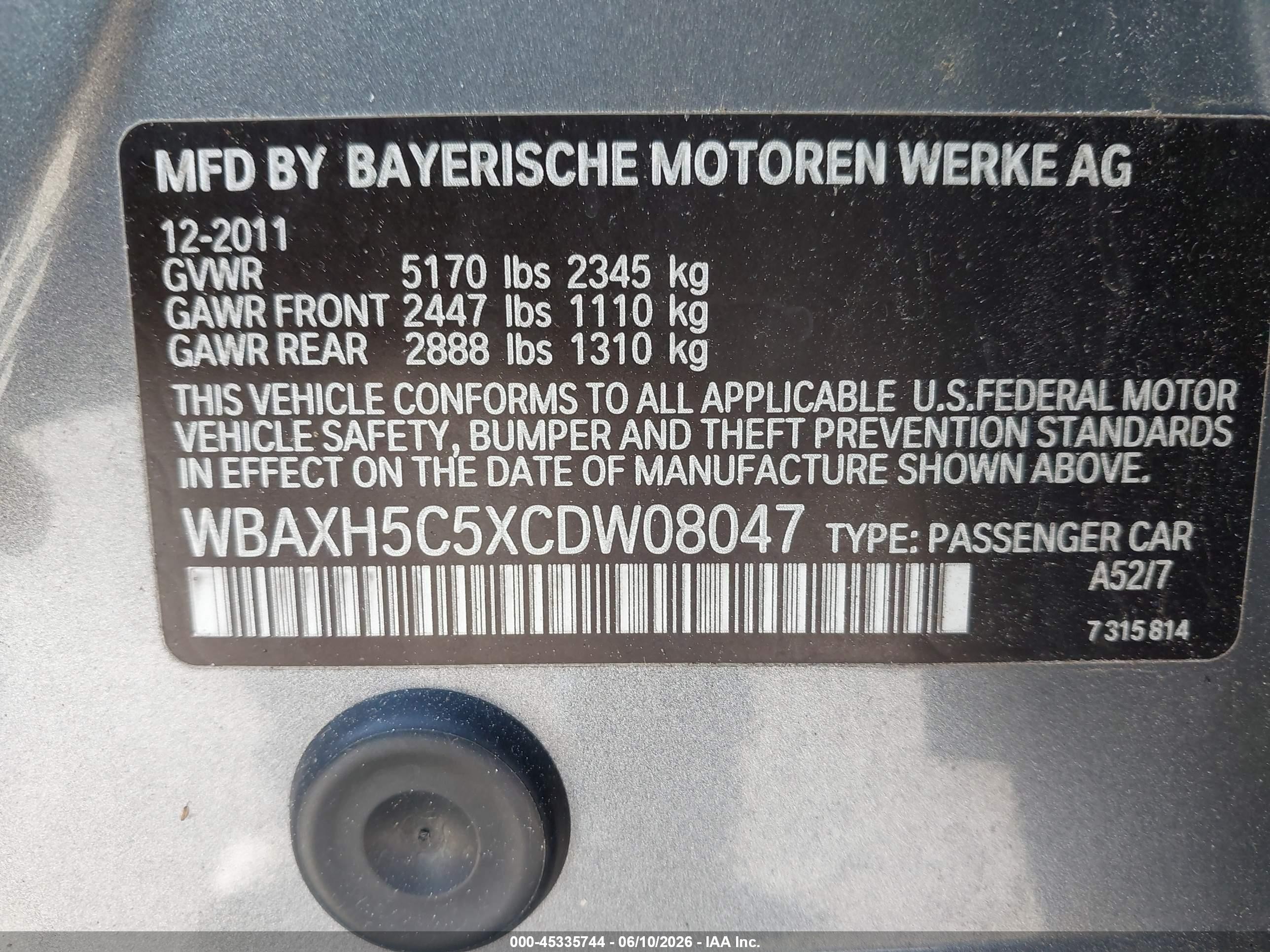 2012 Bmw 528i Xdrive Gray vin: WBAXH5C5XCDW08047