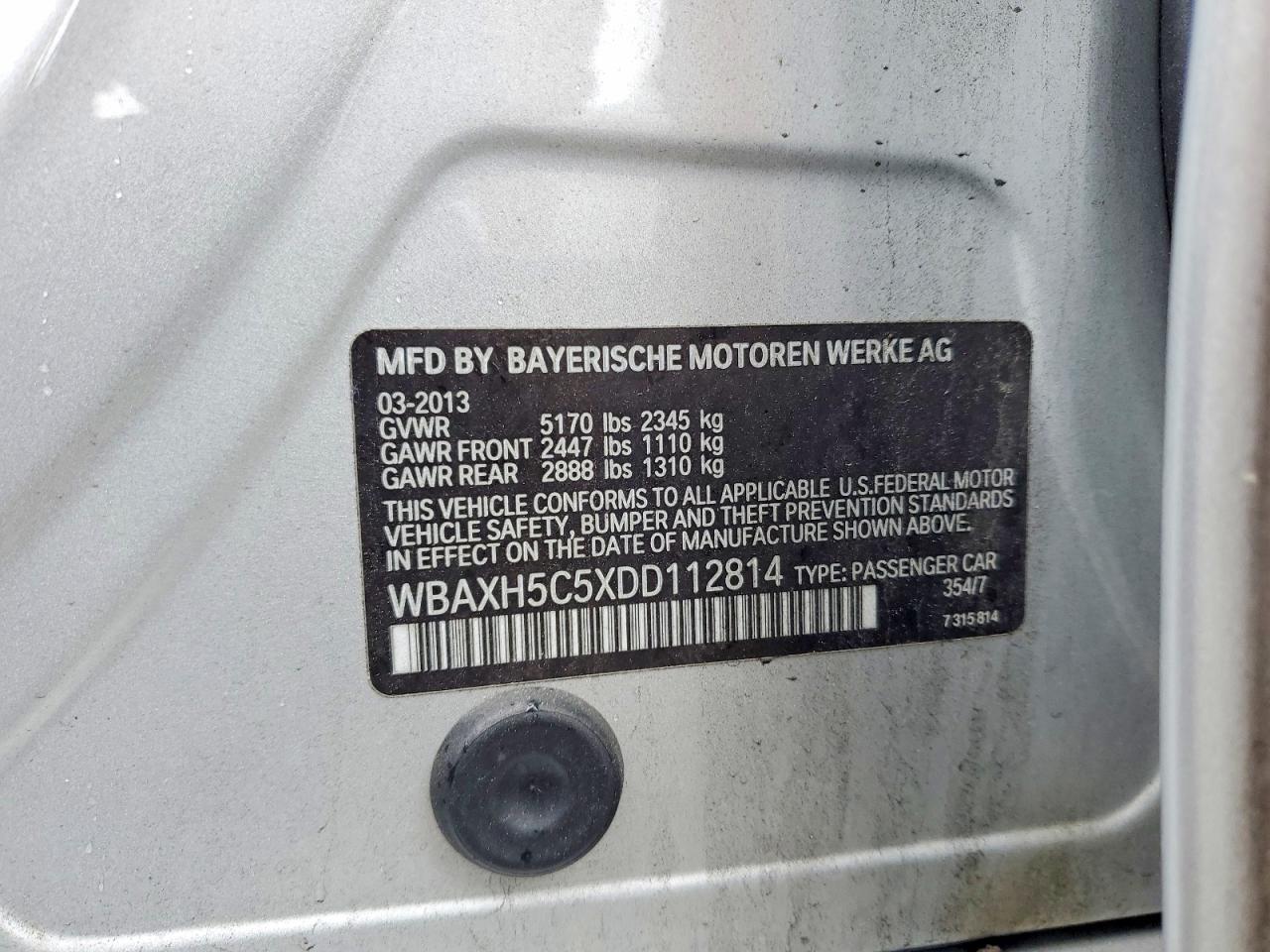 2013 Bmw 528 Xi Silver vin: WBAXH5C5XDD112814