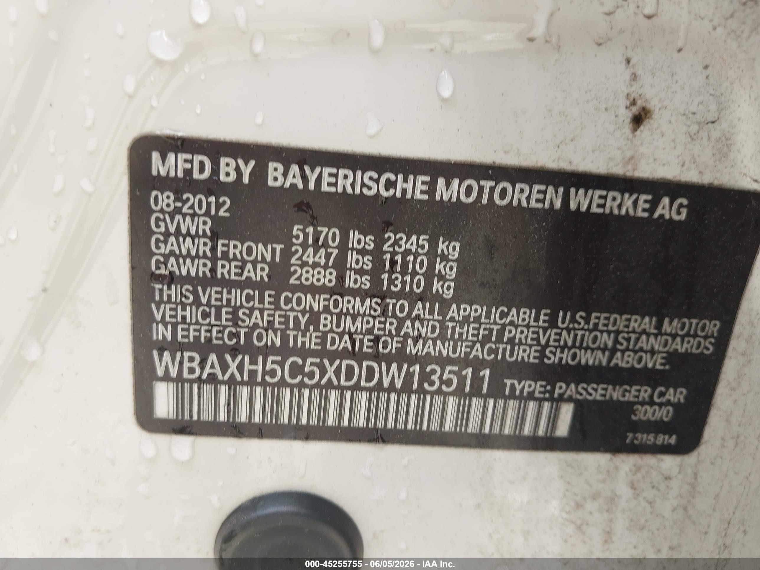 2013 Bmw 528i Xdrive White vin: WBAXH5C5XDDW13511