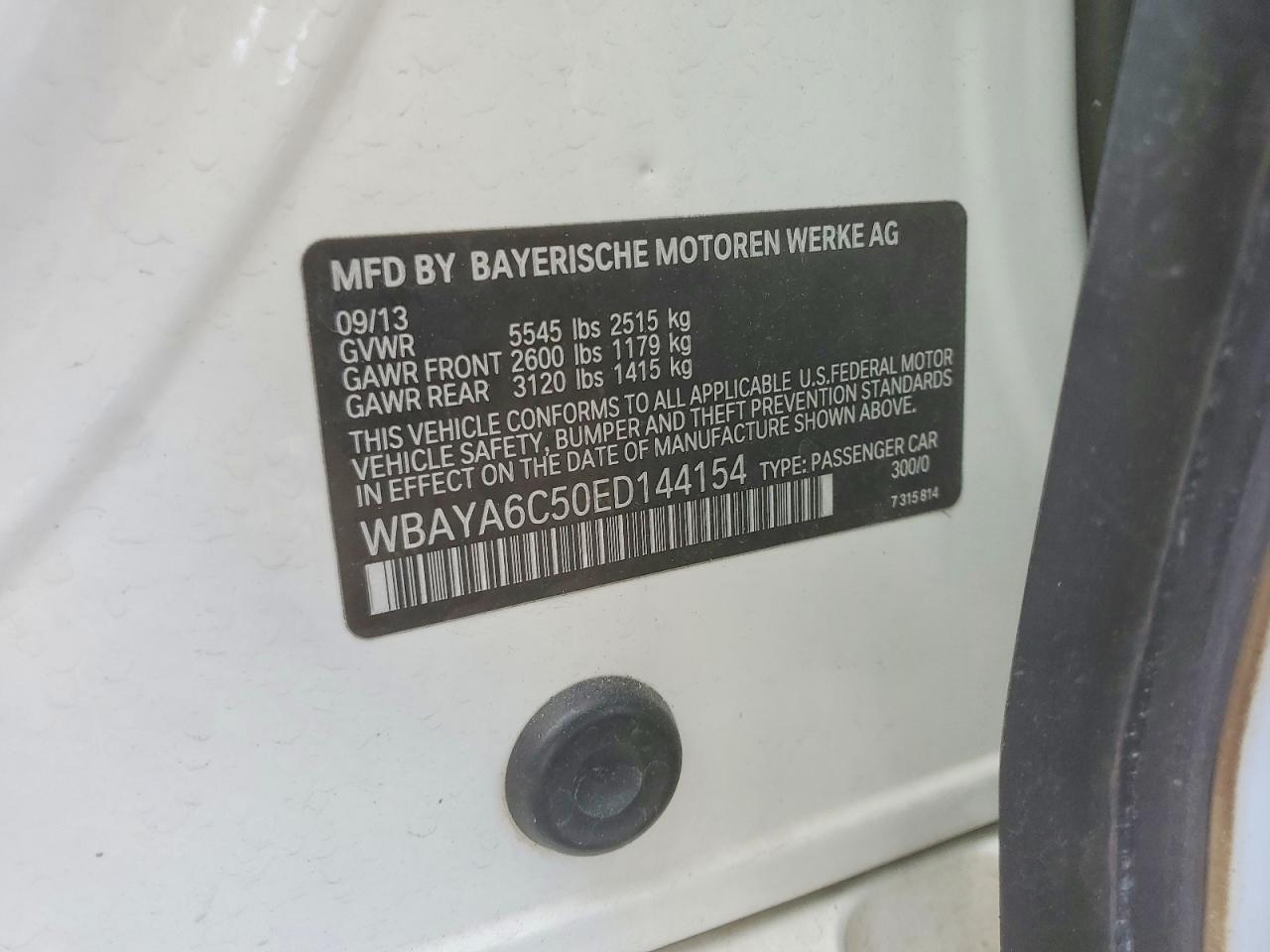 2014 Bmw 740 I White vin: WBAYA6C50ED144154