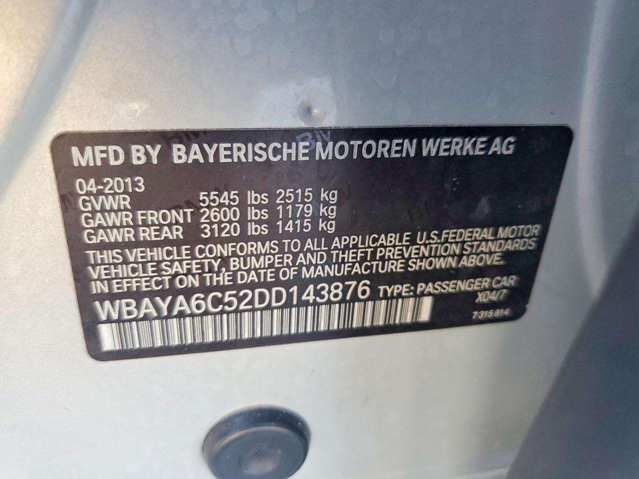 2013 Bmw 740 I Silver vin: WBAYA6C52DD143876