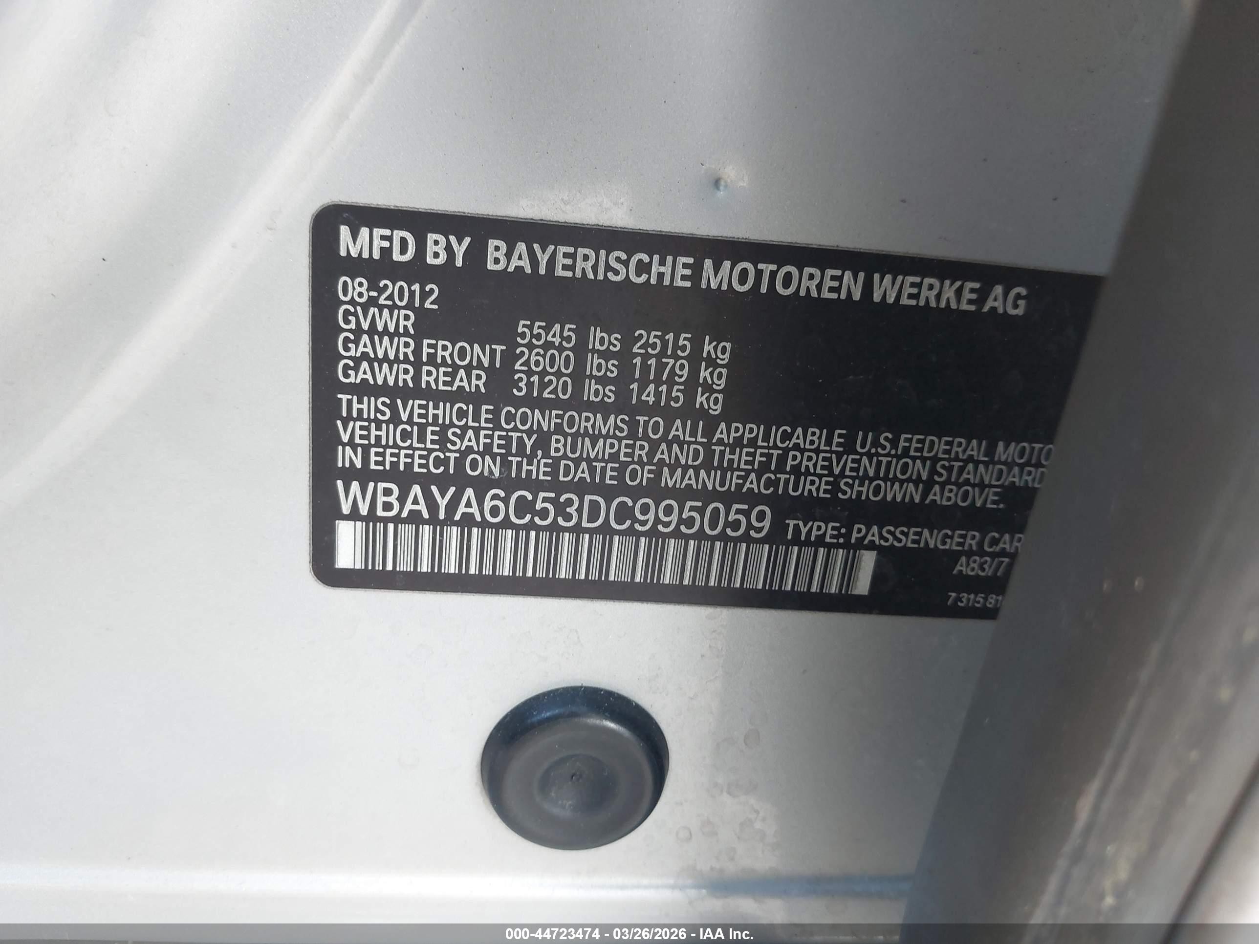 2013 Bmw 740i   Silver vin: WBAYA6C53DC995059