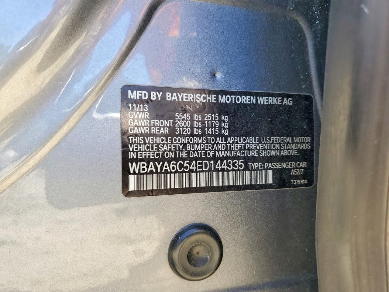2014 Bmw 740 I Gray vin: WBAYA6C54ED144335