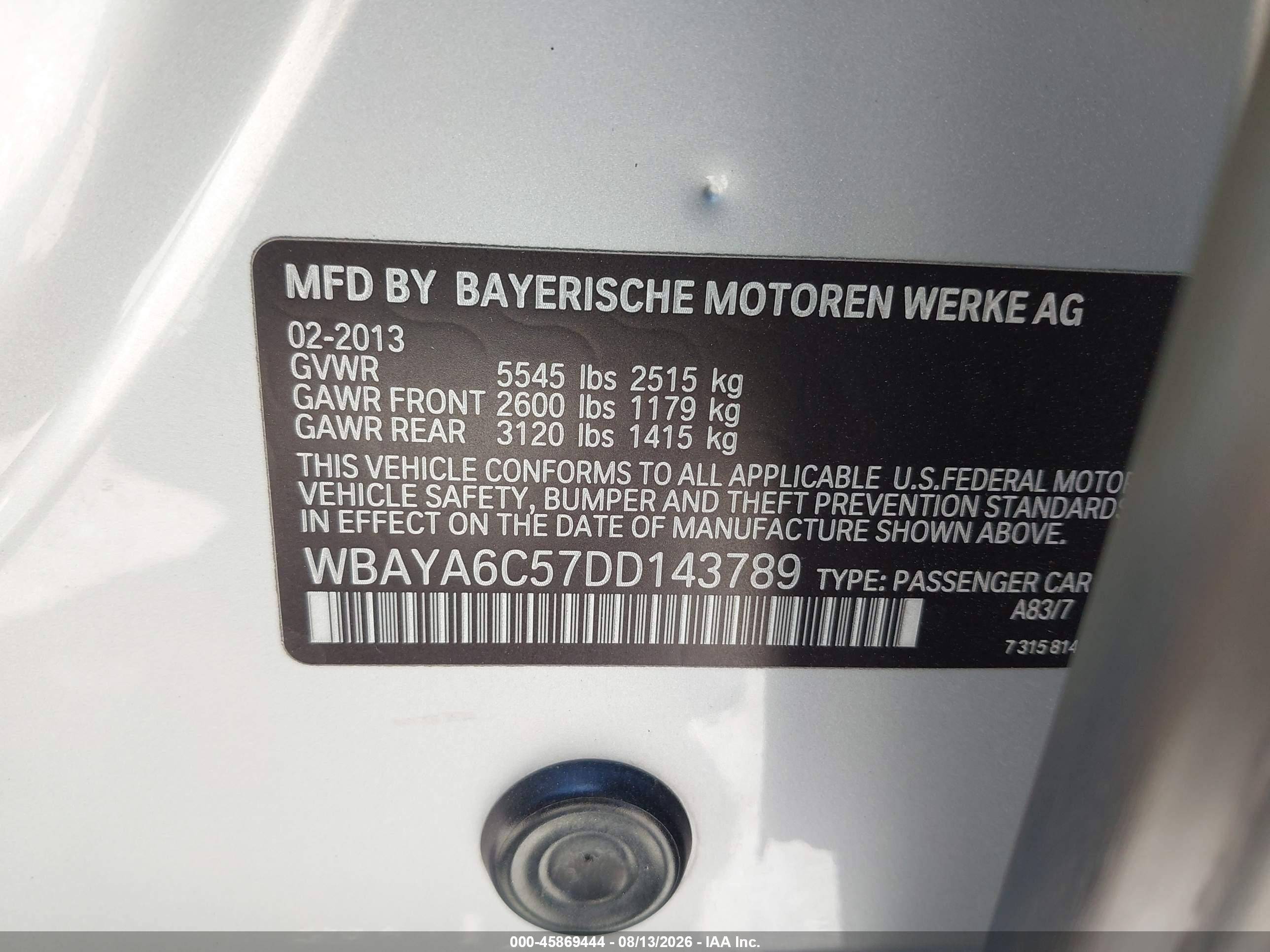 2013 Bmw 740i   Silver vin: WBAYA6C57DD143789