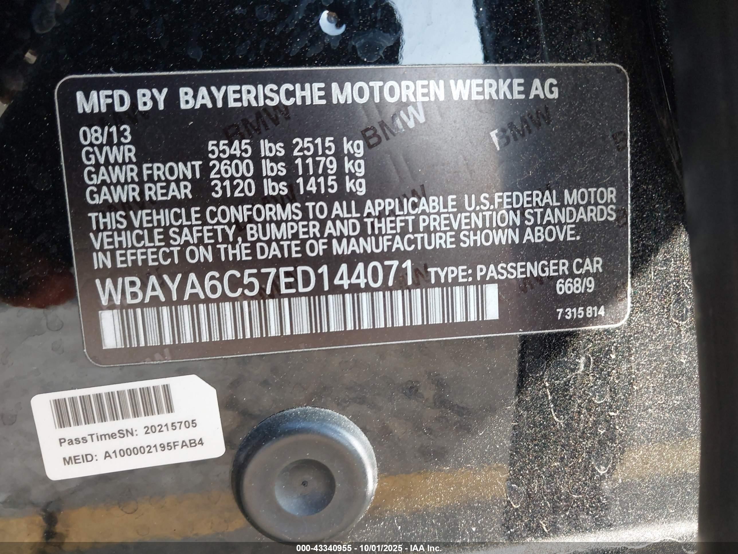 2014 Bmw 740i   Black vin: WBAYA6C57ED144071