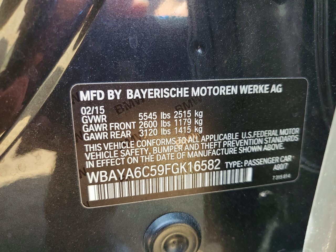 2015 Bmw 740 I Black vin: WBAYA6C59FGK16582