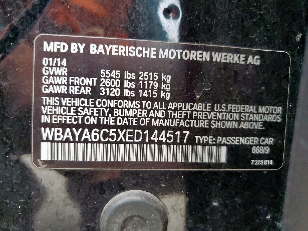 2014 Bmw 740 I Black vin: WBAYA6C5XED144517