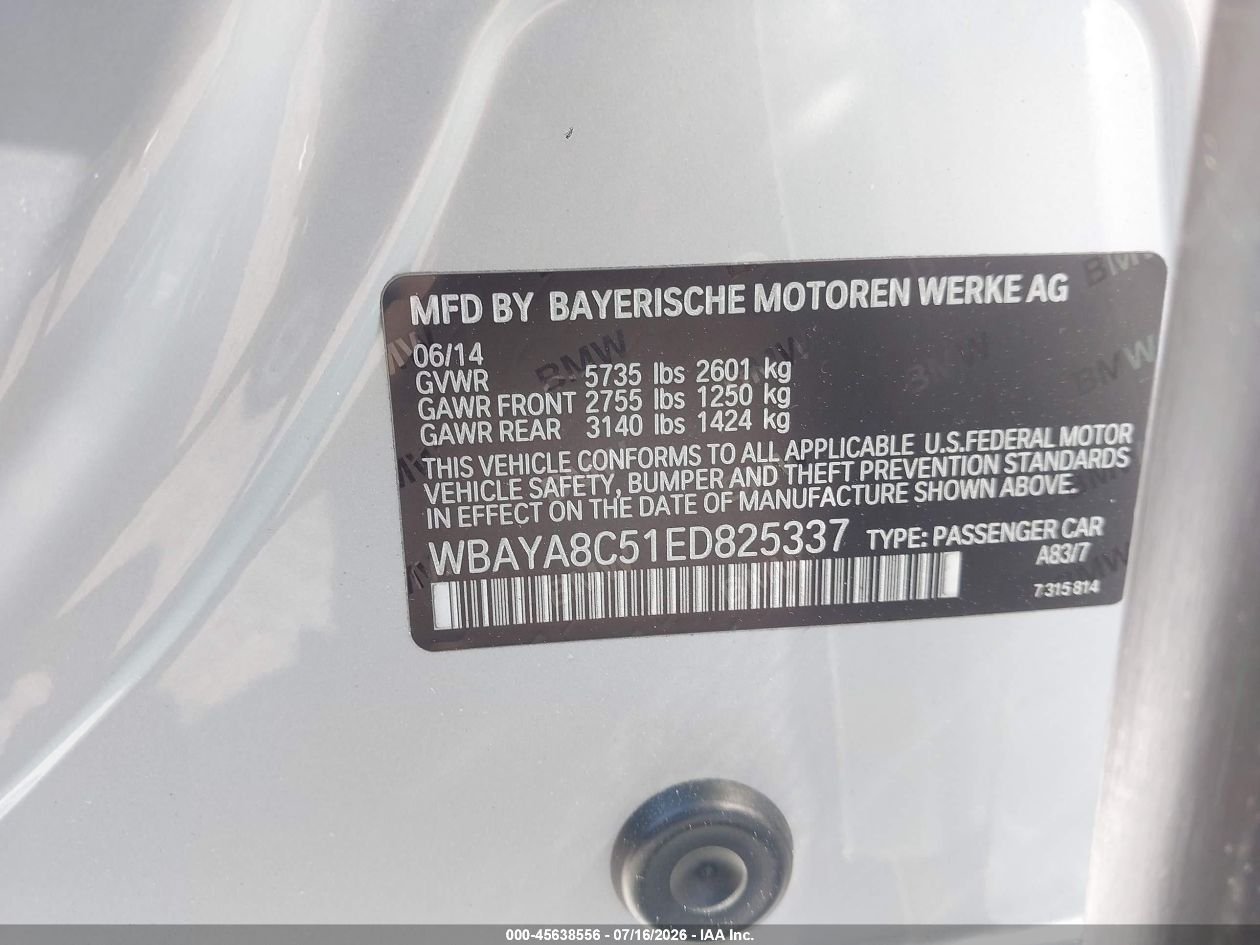 2014 Bmw 750i   Silver vin: WBAYA8C51ED825337