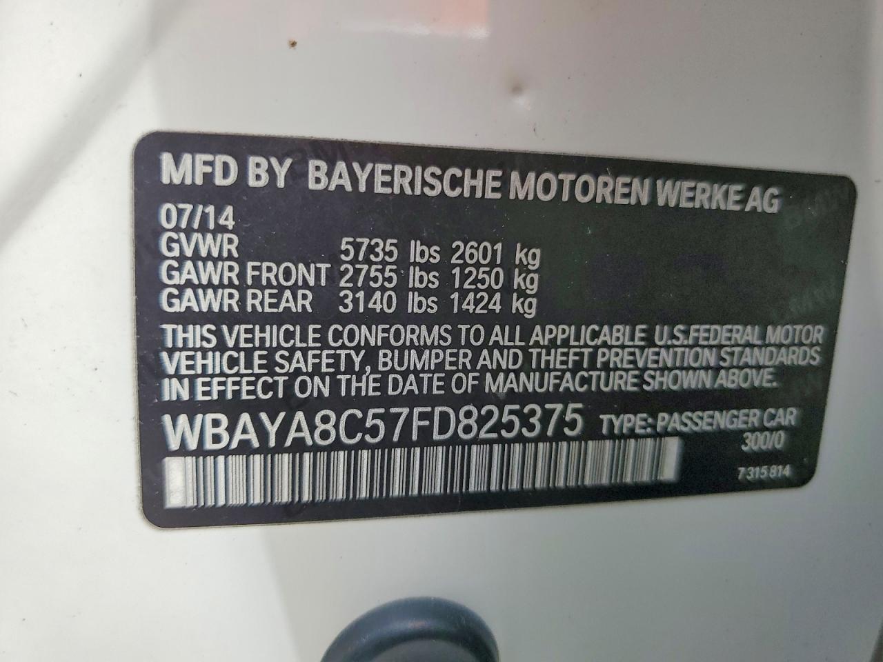 2015 Bmw 750 I White vin: WBAYA8C57FD825375