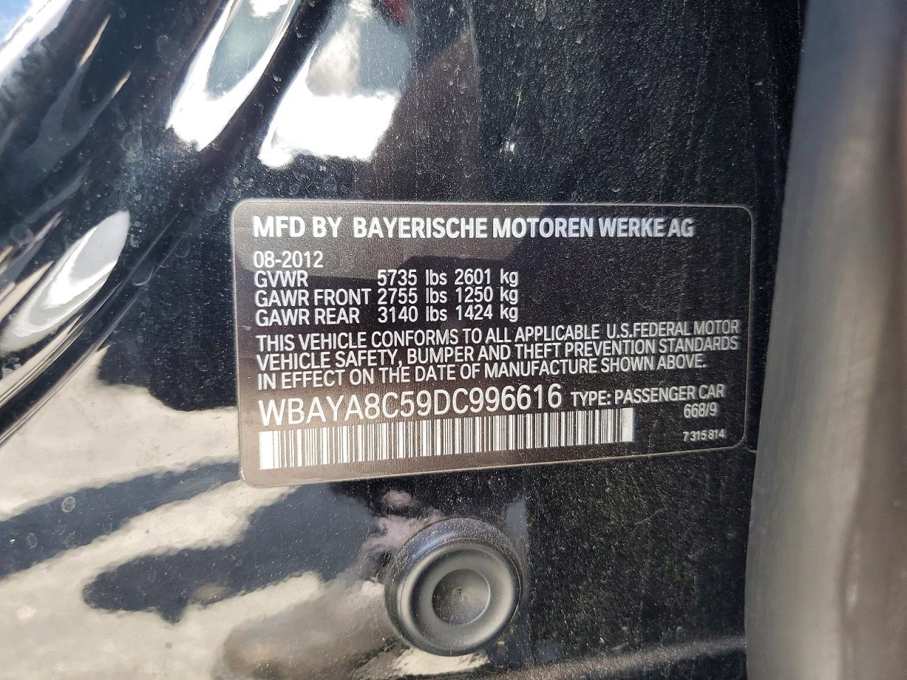 2013 Bmw 750 I Black vin: WBAYA8C59DC996616