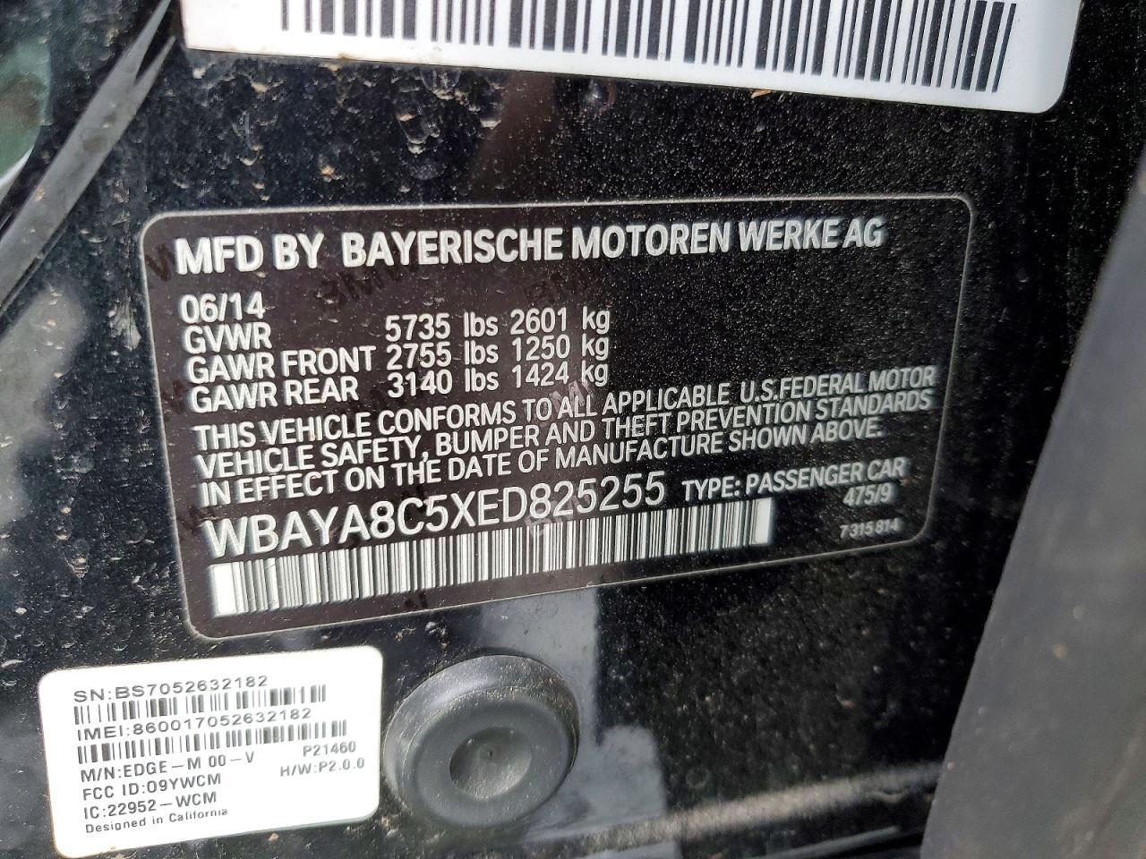 2014 Bmw 750 I Black vin: WBAYA8C5XED825255