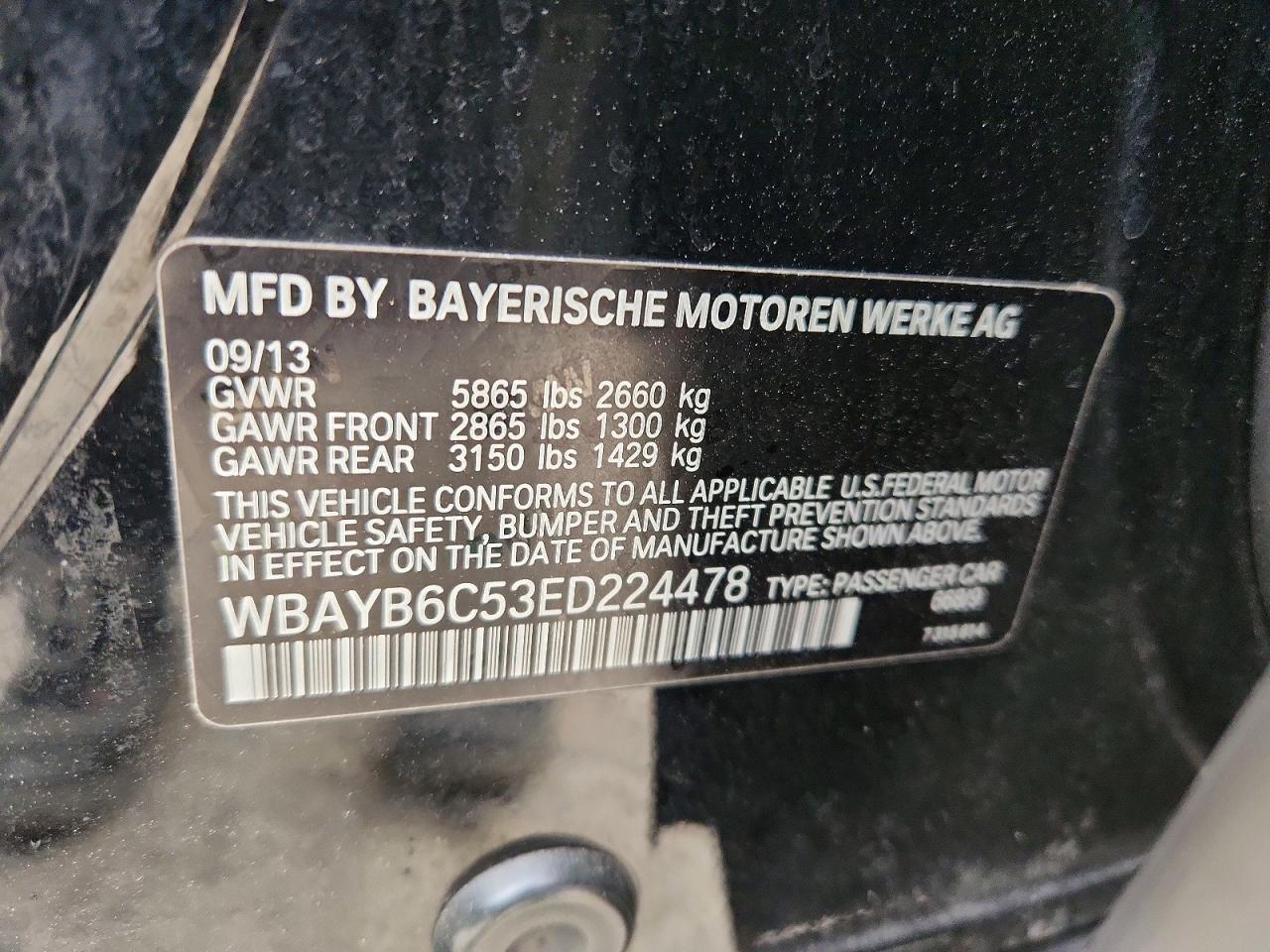 2014 Bmw 750 Xi Черный vin: WBAYB6C53ED224478