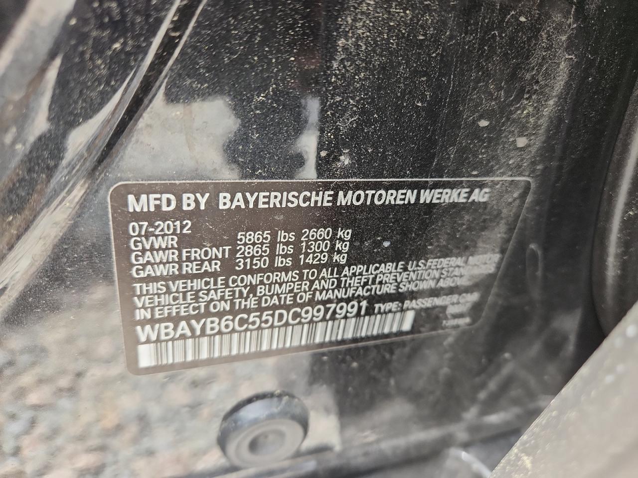 2013 Bmw 750 Xi Gray vin: WBAYB6C55DC997991
