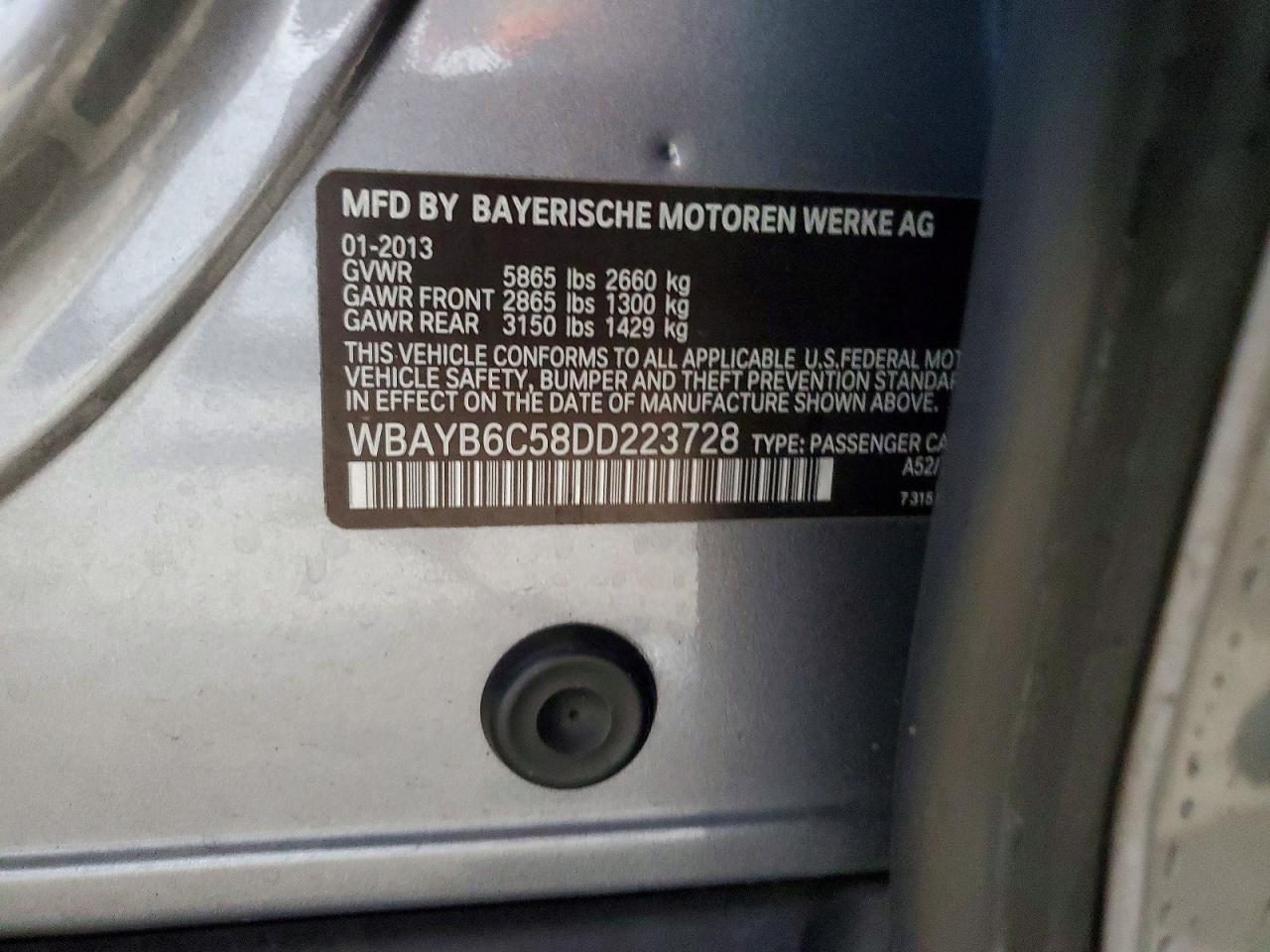 2013 Bmw 750 Xi Gray vin: WBAYB6C58DD223728