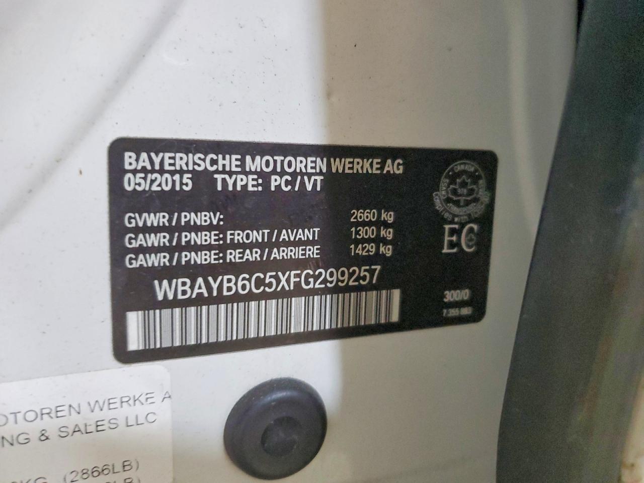 2015 Bmw 750 Xi White vin: WBAYB6C5XFG299257