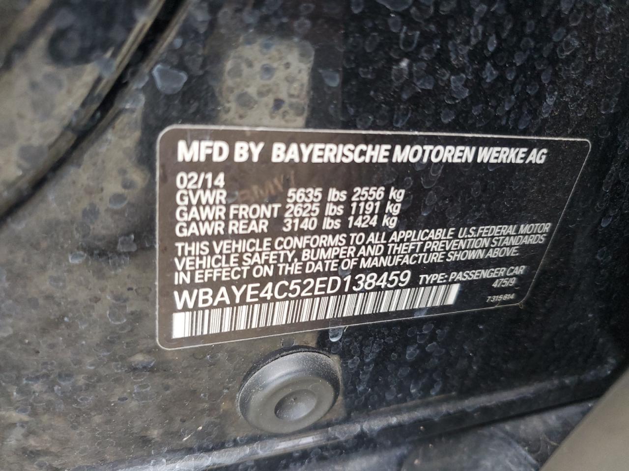 2014 Bmw 740 Li Black vin: WBAYE4C52ED138459