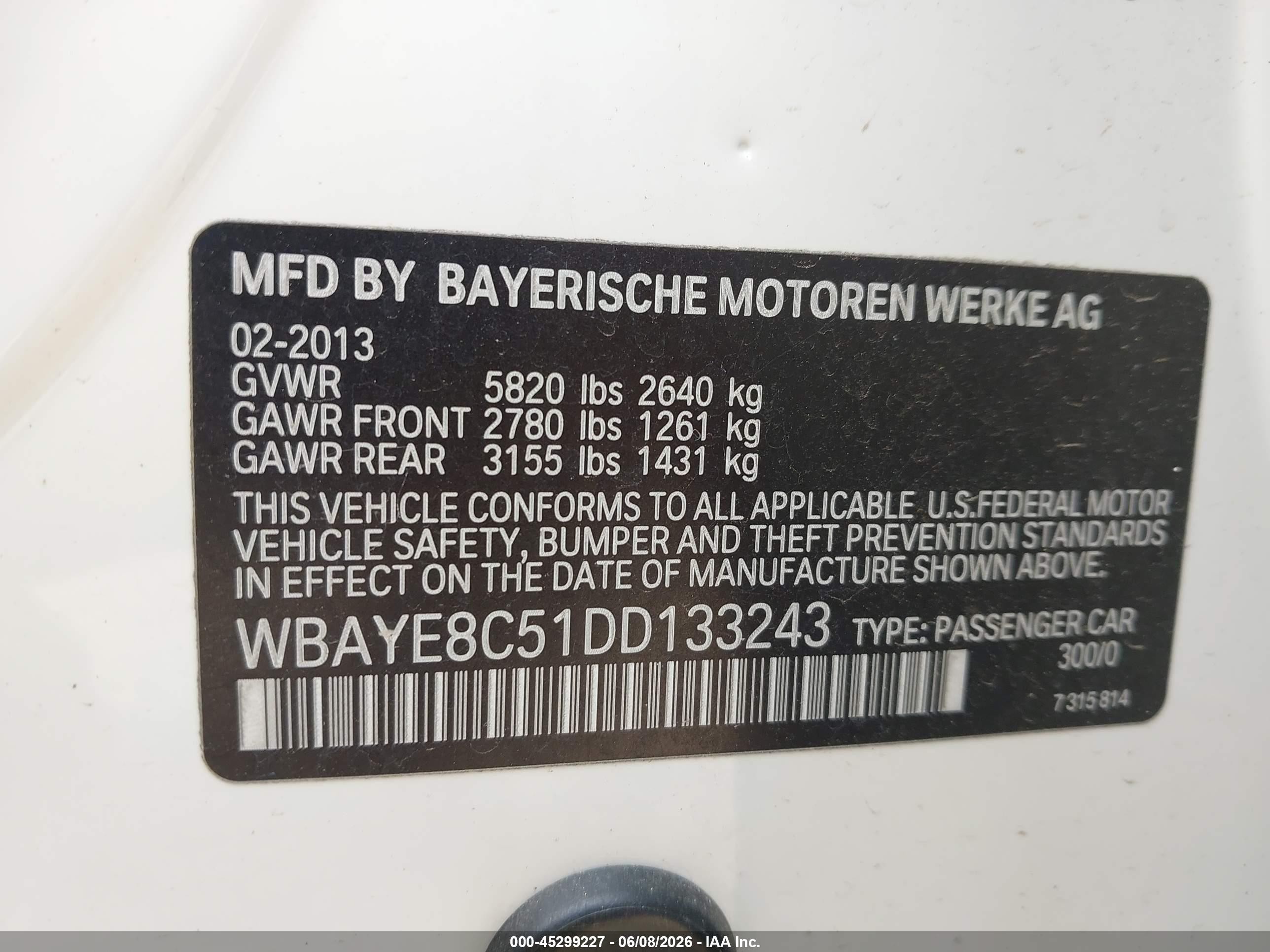 2013 Bmw 750li   Белый vin: WBAYE8C51DD133243