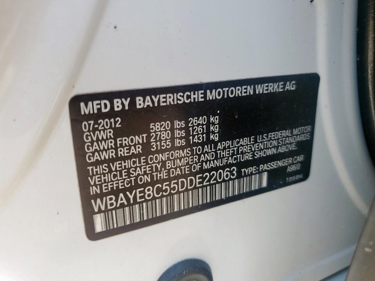 2013 Bmw 750 Li White vin: WBAYE8C55DDE22063