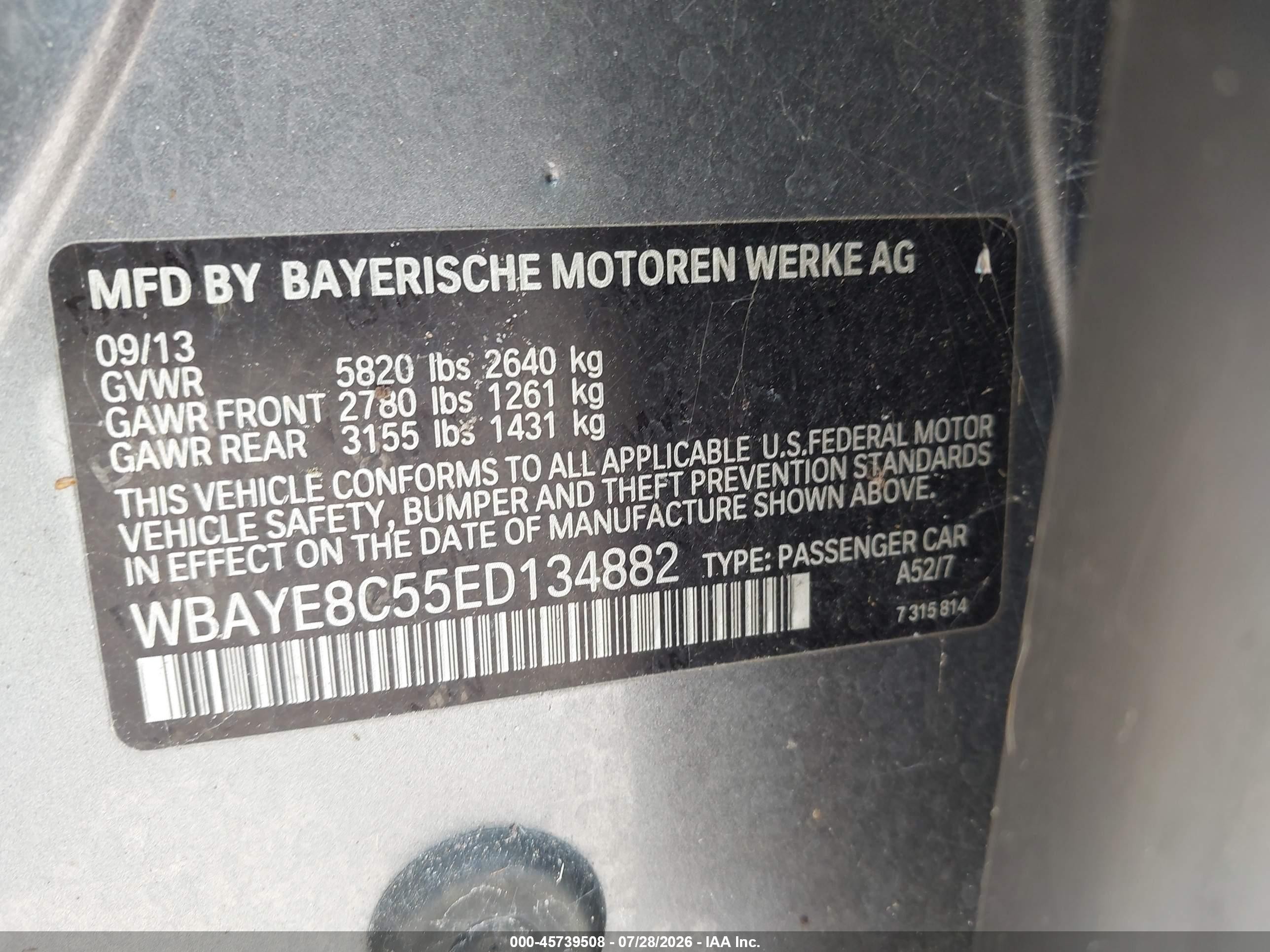 2014 Bmw Alpina B7   Gray vin: WBAYE8C55ED134882
