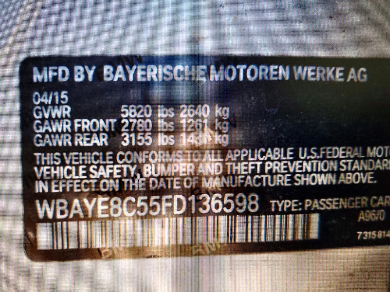 2015 Bmw Alpina B7 White vin: WBAYE8C55FD136598