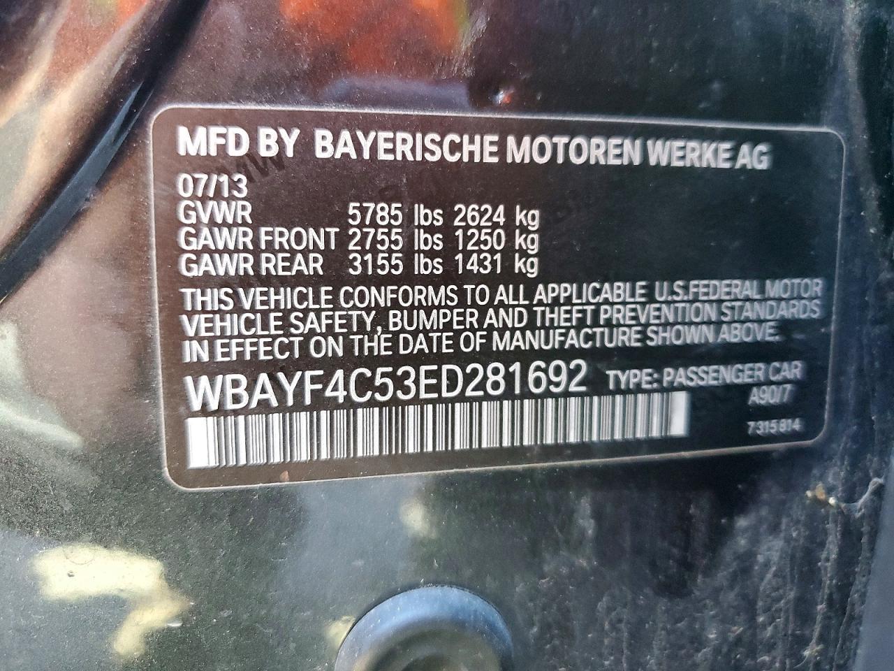 2014 Bmw 740 Lxi Charcoal vin: WBAYF4C53ED281692