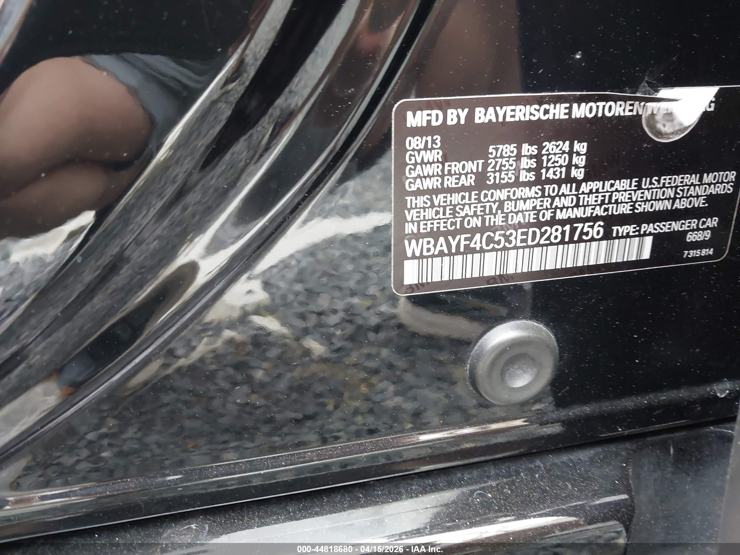 2014 Bmw 740li Xdrive Black vin: WBAYF4C53ED281756