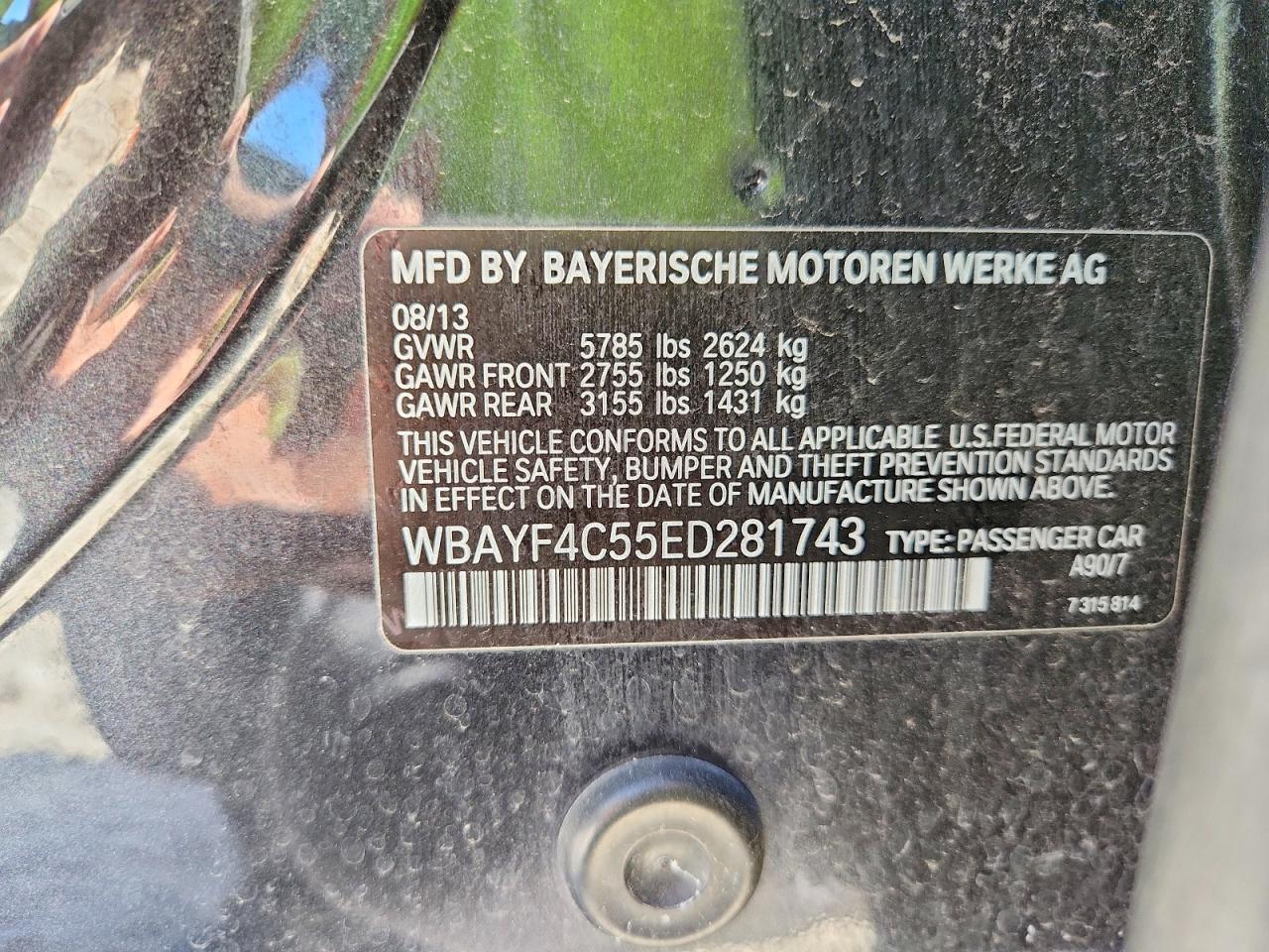 2014 Bmw 740 Lxi Black vin: WBAYF4C55ED281743