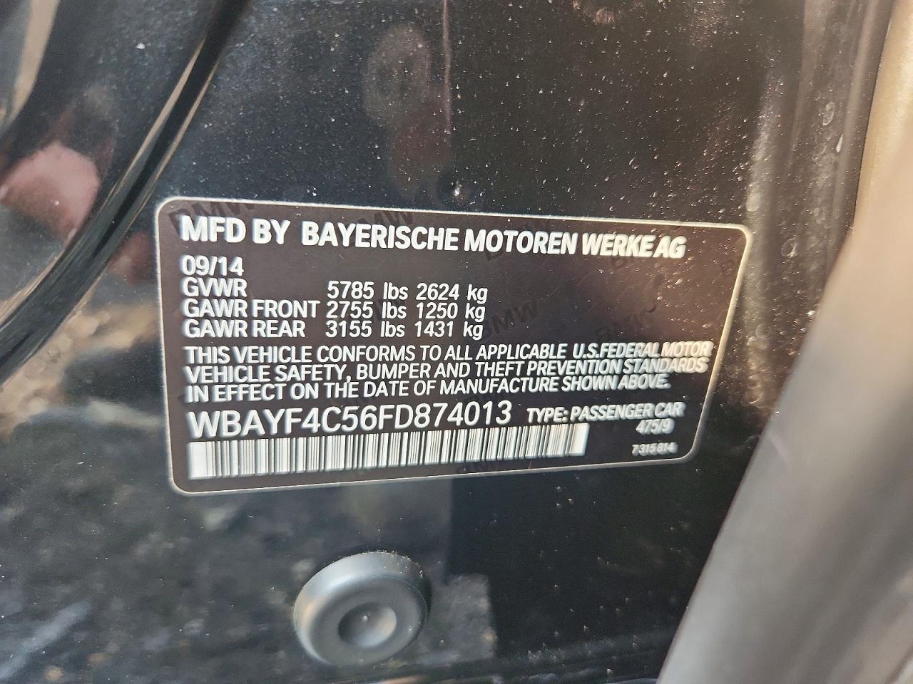 2015 Bmw 740 Lxi Black vin: WBAYF4C56FD874013