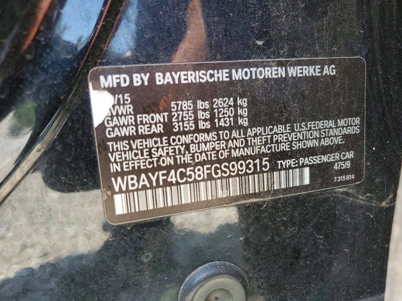 2015 Bmw 740 Lxi Black vin: WBAYF4C58FGS99315