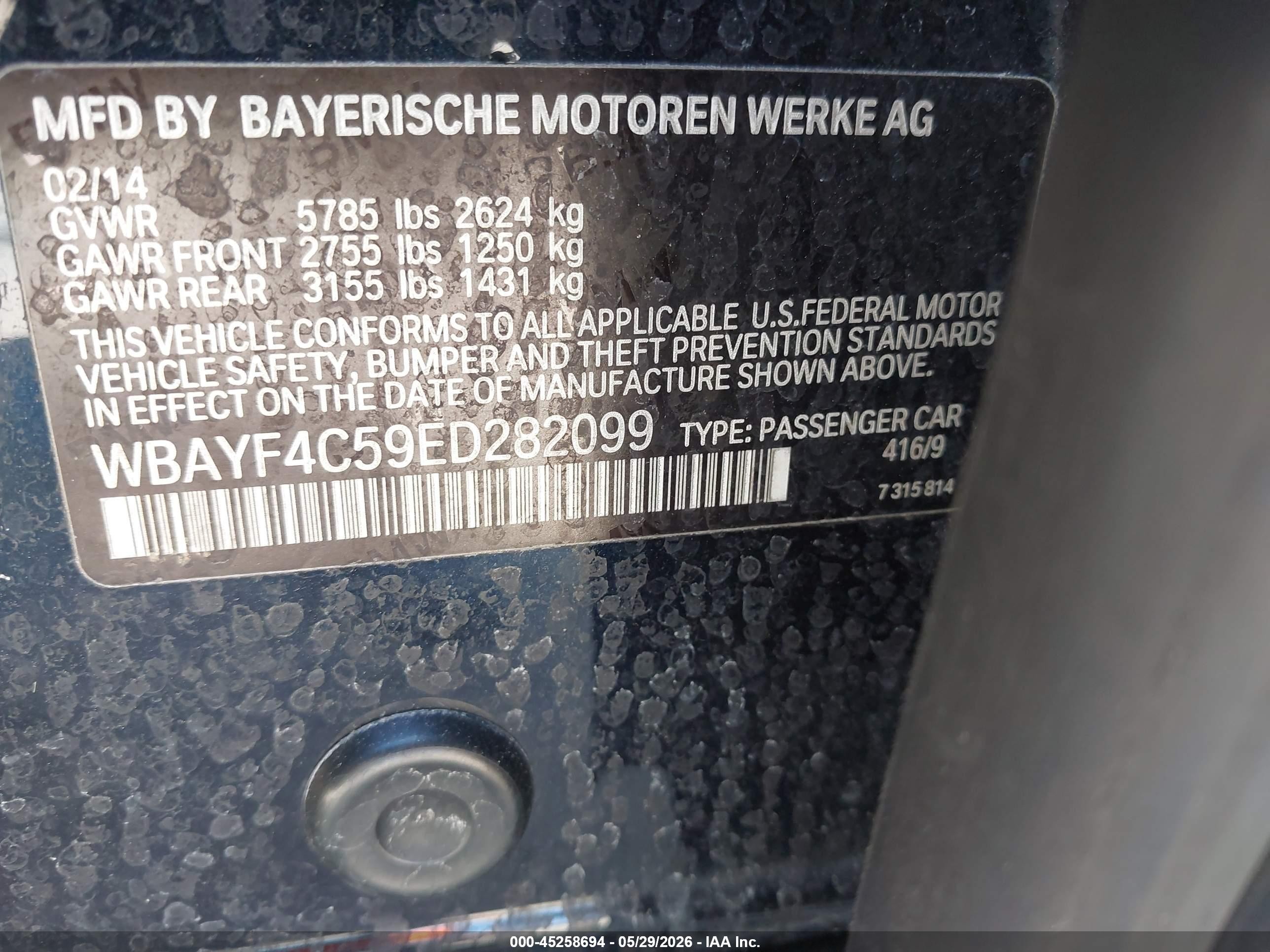 2014 Bmw 740li Xdrive Черный vin: WBAYF4C59ED282099