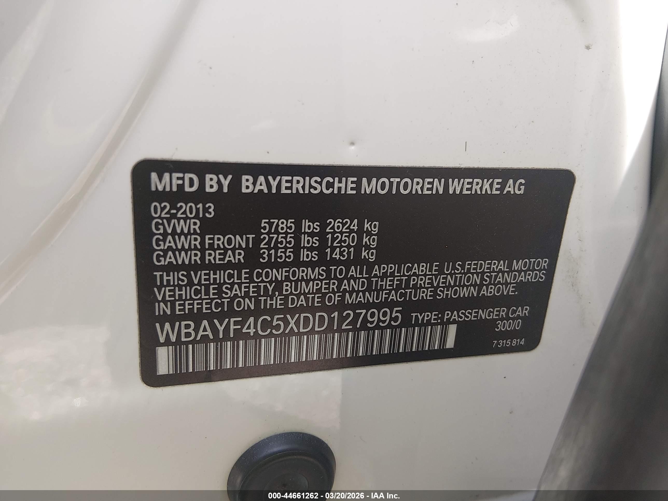 2013 Bmw 740li Xdrive White vin: WBAYF4C5XDD127995