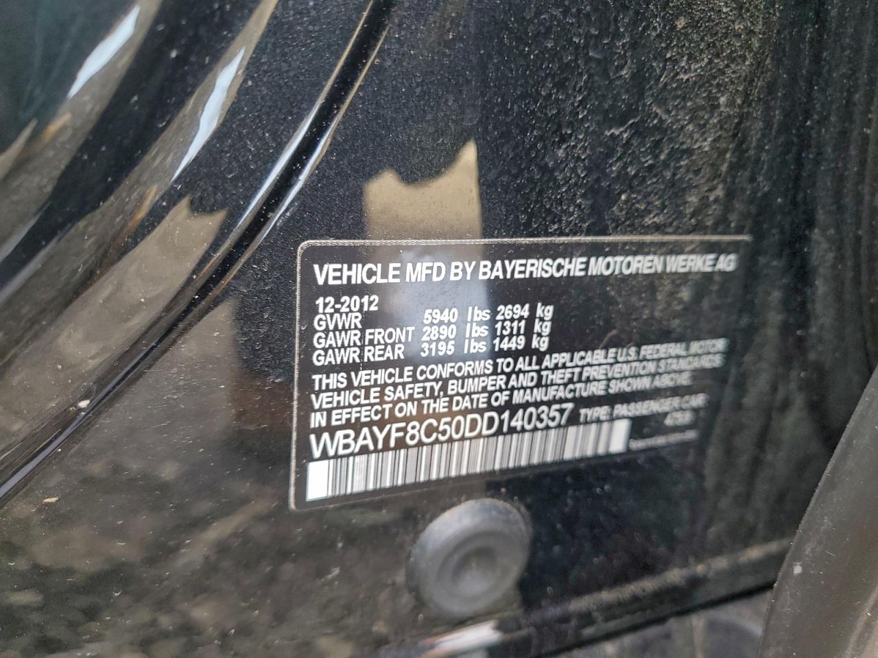 2013 Bmw 750 Lxi Black vin: WBAYF8C50DD140357