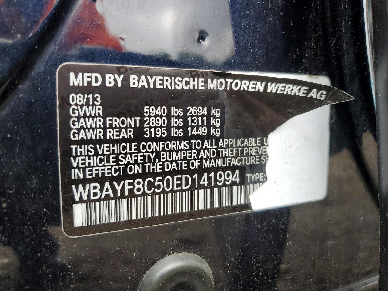 2014 Bmw 750 Lxi Black vin: WBAYF8C50ED141994