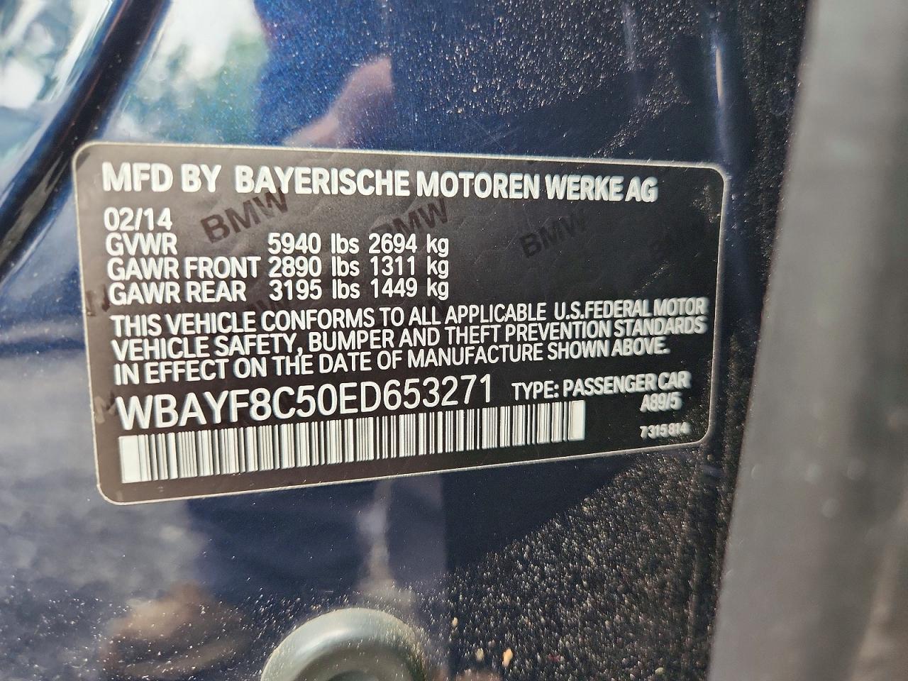 2014 Bmw 750 Lxi Blue vin: WBAYF8C50ED653271