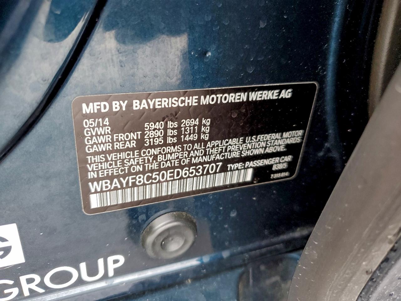 2014 Bmw 750 Lxi Blue vin: WBAYF8C50ED653707