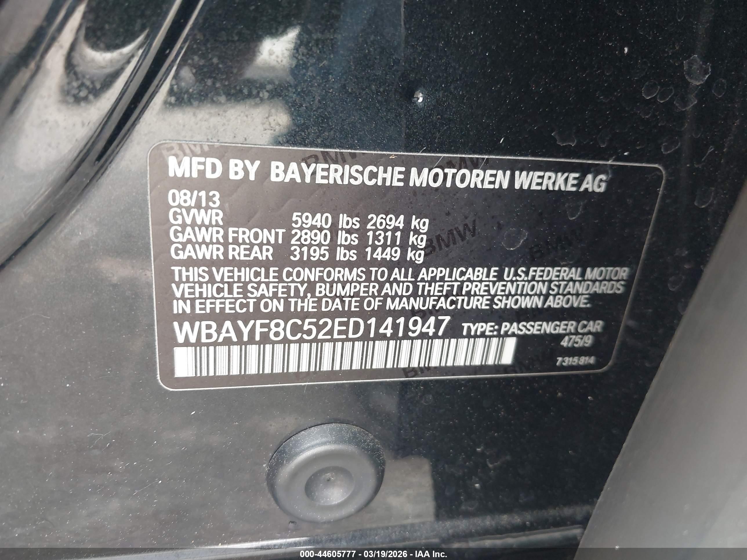2014 Bmw Alpina B7 Xdrive Black vin: WBAYF8C52ED141947
