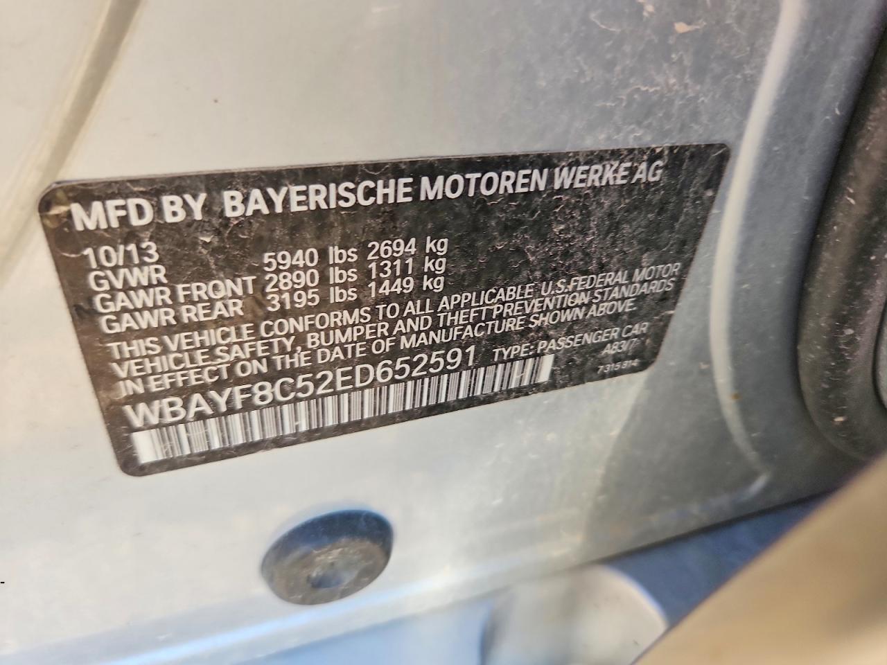 2014 Bmw 750 Lxi Серебряный vin: WBAYF8C52ED652591